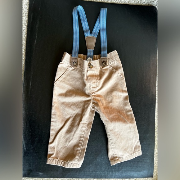 Carter’s Infant Baby 9M 2 piece long sleeve & suspenders pants set - Picture 2 of 5